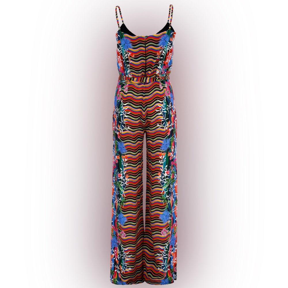 SALONI Loretta Jumpsuit in Meadow Silk Spaghetti Strap Colorful Floral - Picture 5 of 11